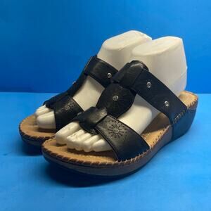 Lady Godiva Black Small Wedge Sandals Black Size 9 women Shoes